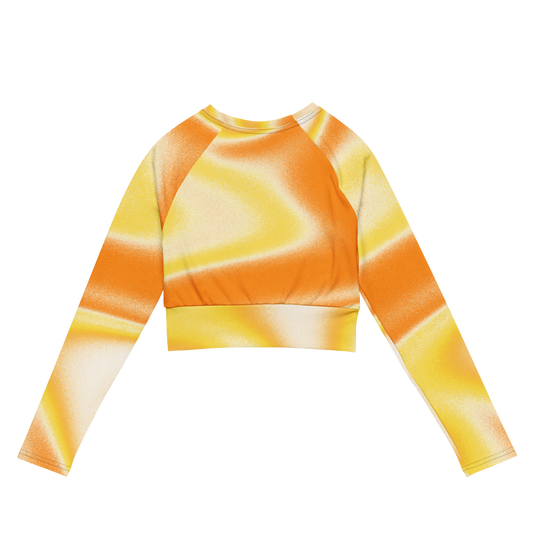 Mango Cannabis Trippy Long Sleeve Crop Top